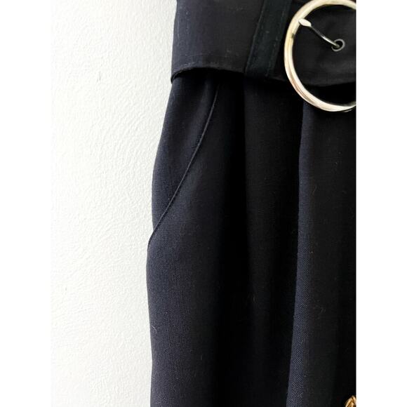 Vintage Periwinkle Black Midi Pencil Dress with Gold Buttons, Size 12, EUC - Picture 5 of 7